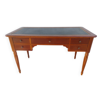 Bureau, plateau en cuir noir