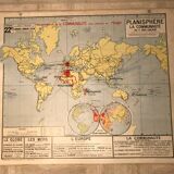 School planisphere Vidal-Lablache 1955 map