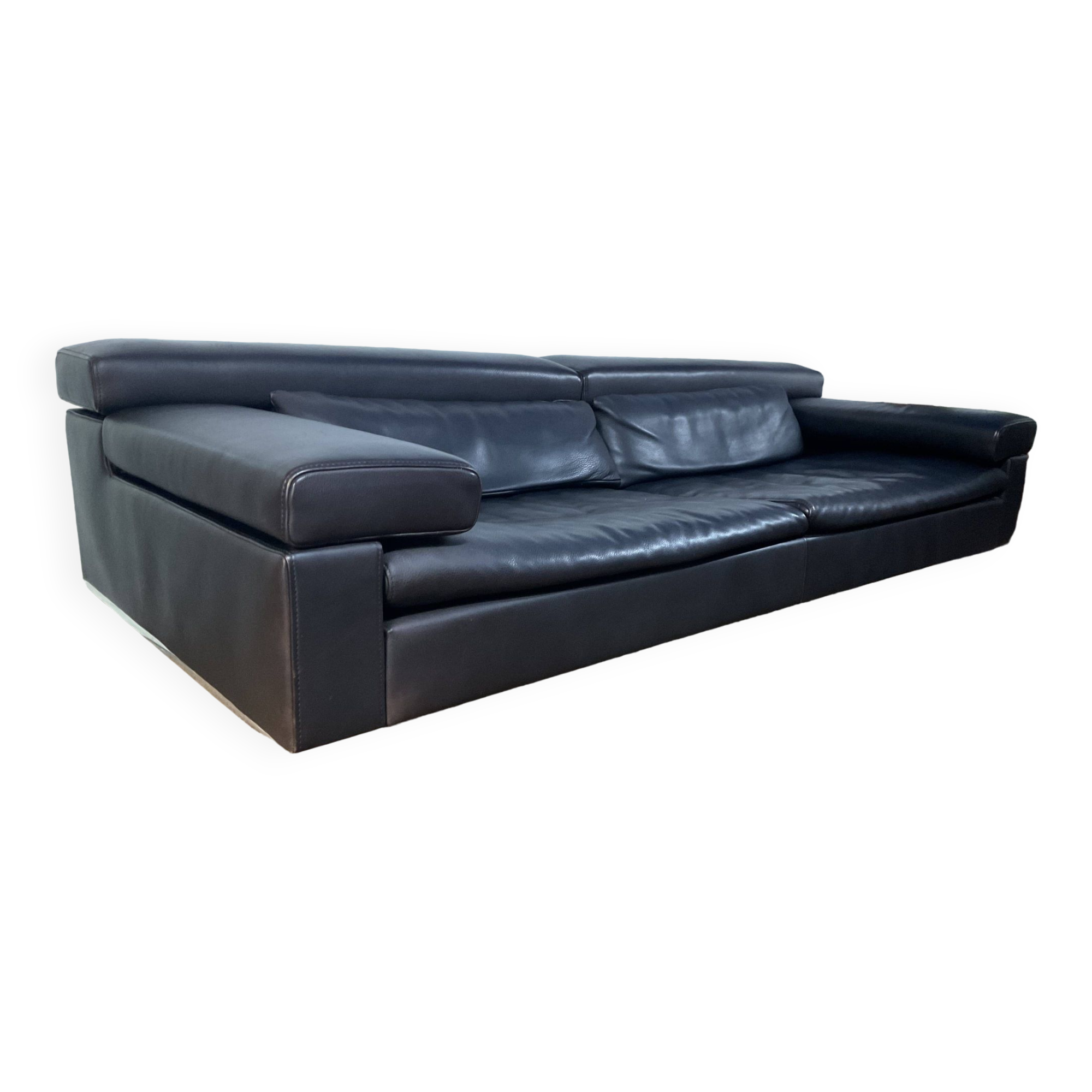 Jori designer sofa in brown leather 3 seats