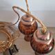 Duo of brown smoked glass portable lamps