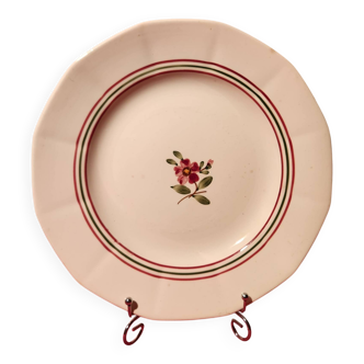 Round plate flat Armelle Sarreguemines hand-painted