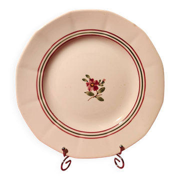 Plat rond plat Armelle Sarreguemines peint à la main