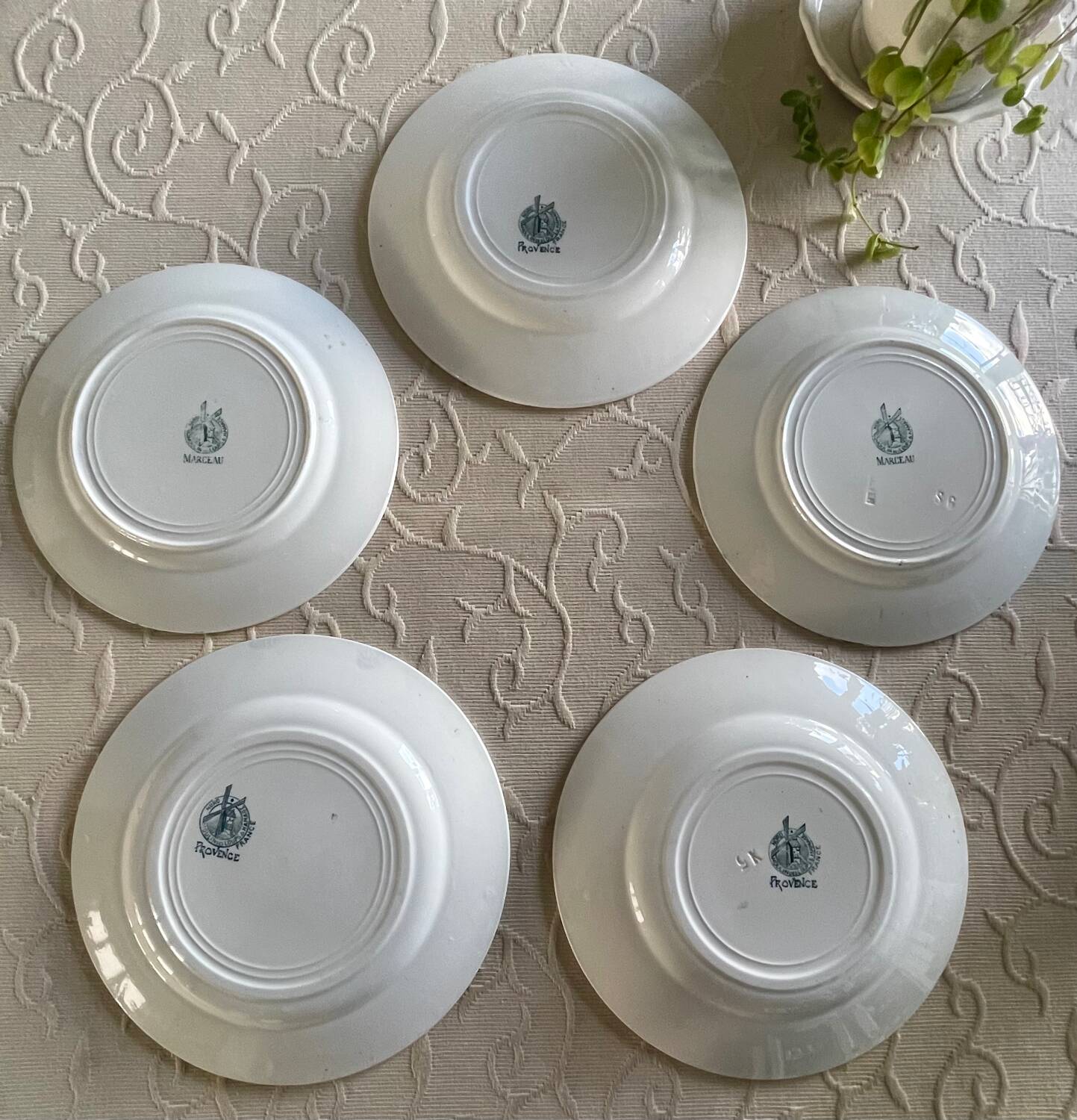 5 antique ironstone plates from Moulin des Loups.