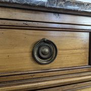 Louis XVI style chest of drawers in cherry wood with Pyrenean marble.