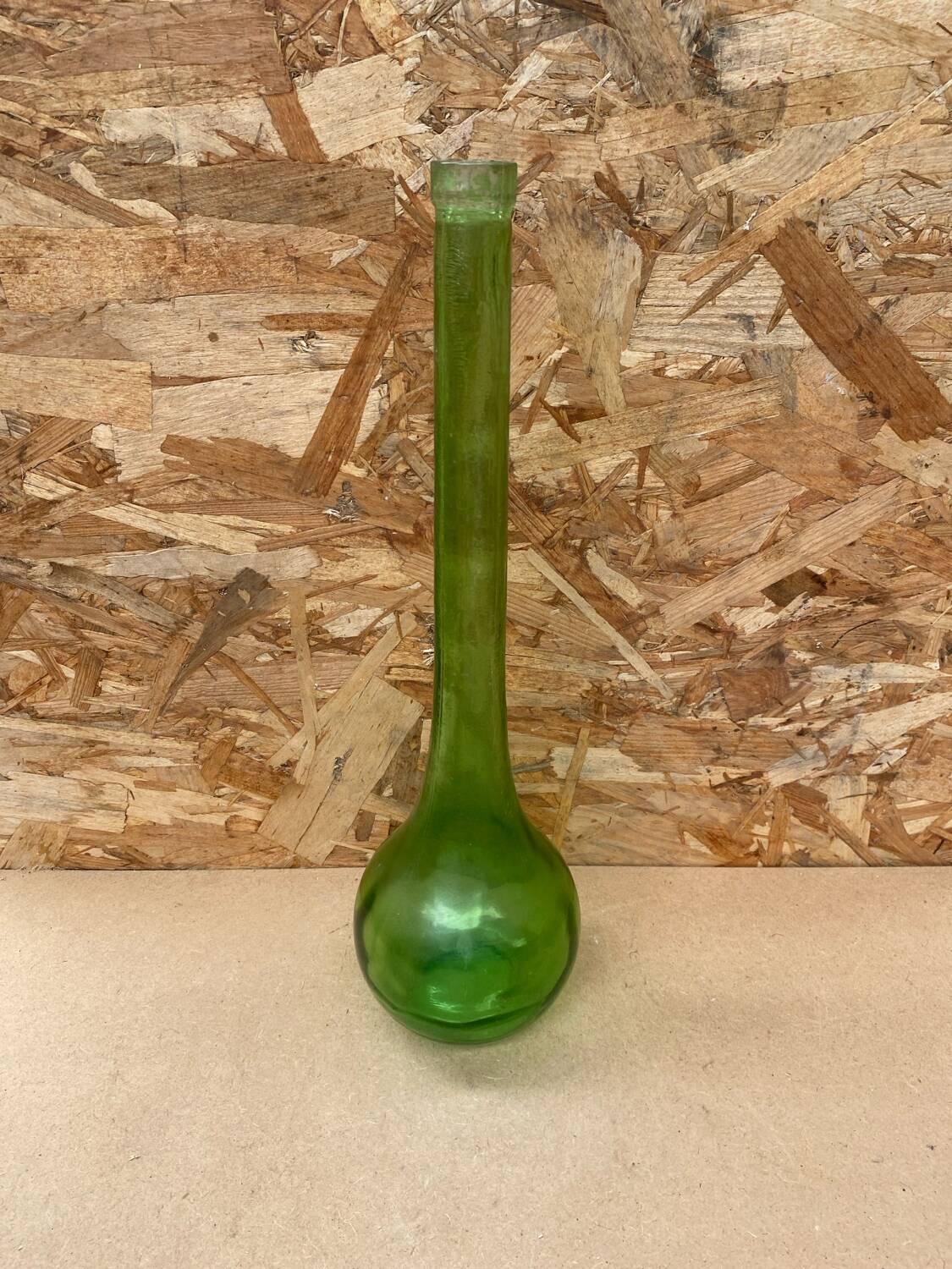 Antique Chianti Dame Jeanne Green Glass Bottle Large Vintage Model