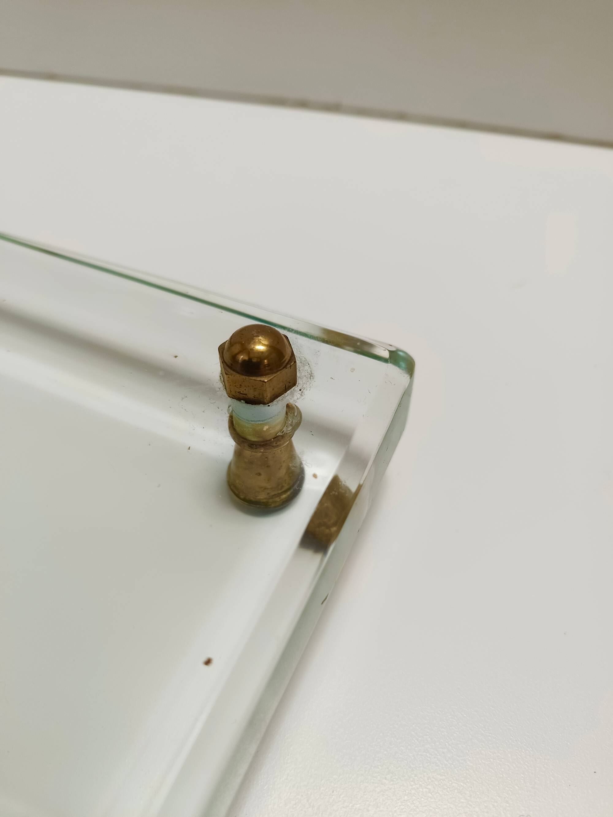 Brass, Iron and Thick Glass Fireplace Tools Set attr. to Fontana Arte