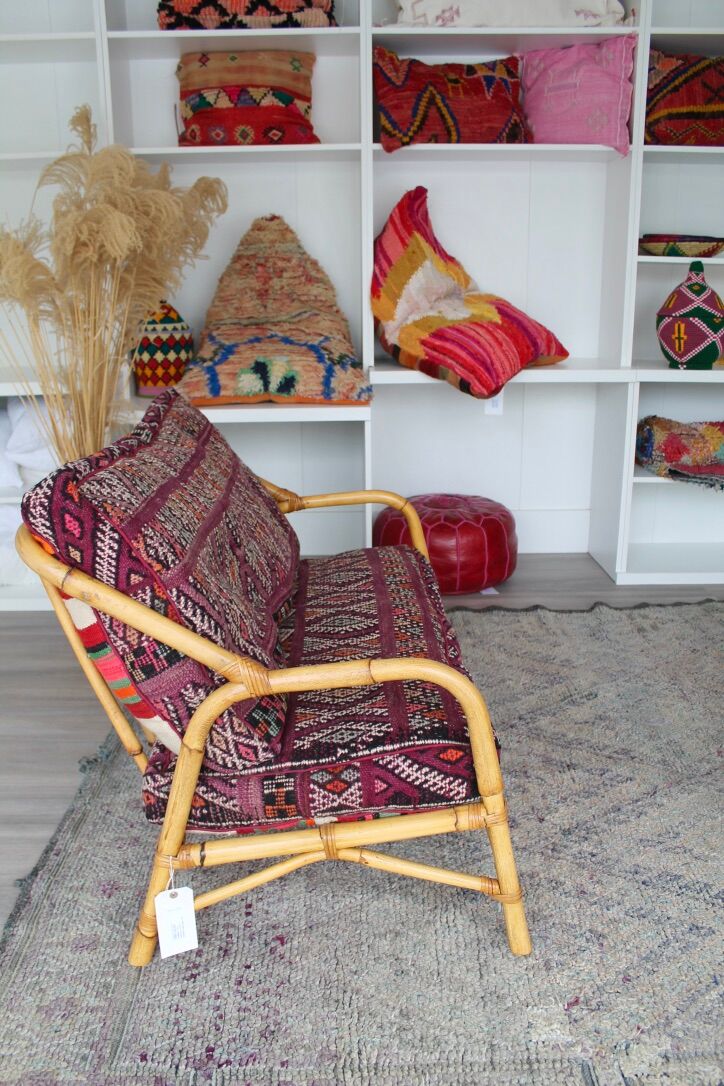 Vintage bamboo sofa 90