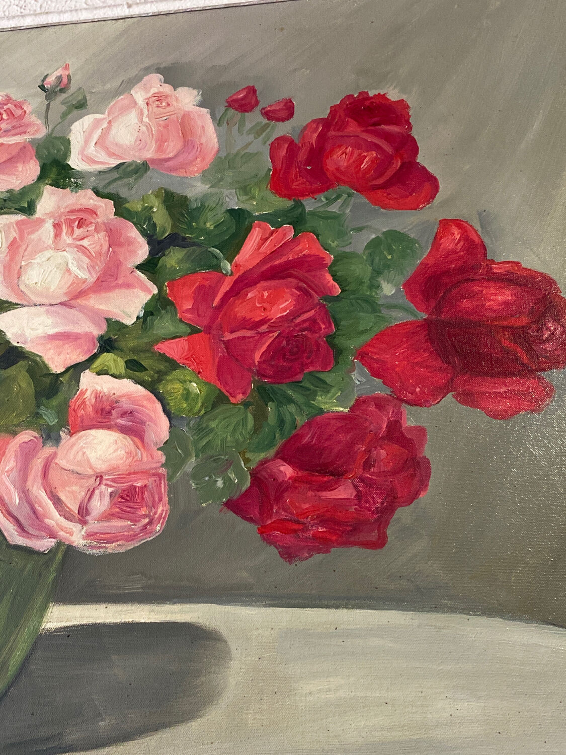 Painting vintage pink flowers