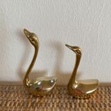 Couple of swans in vintage brass