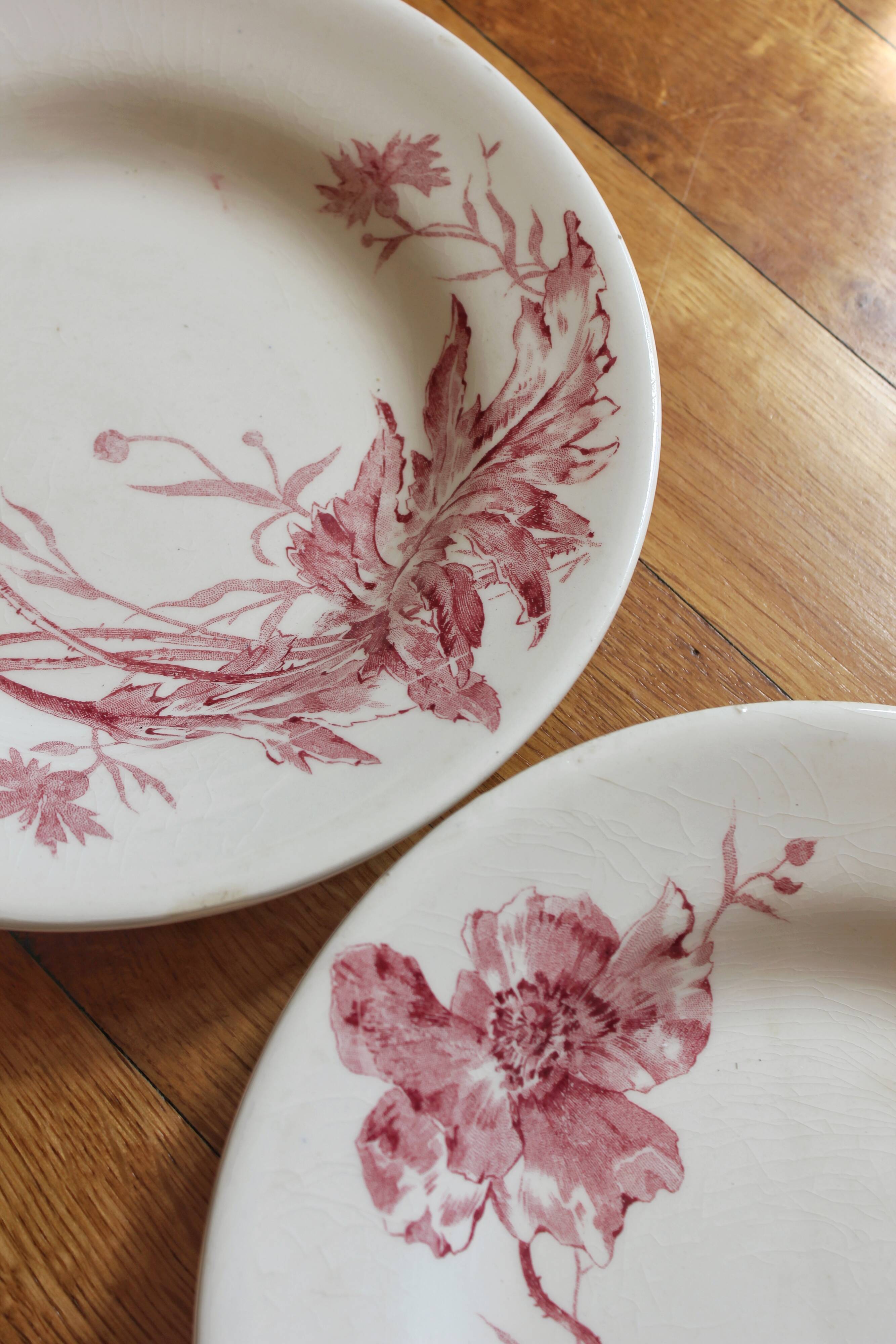 4 plates in iron earth opaque poppies, from Gien