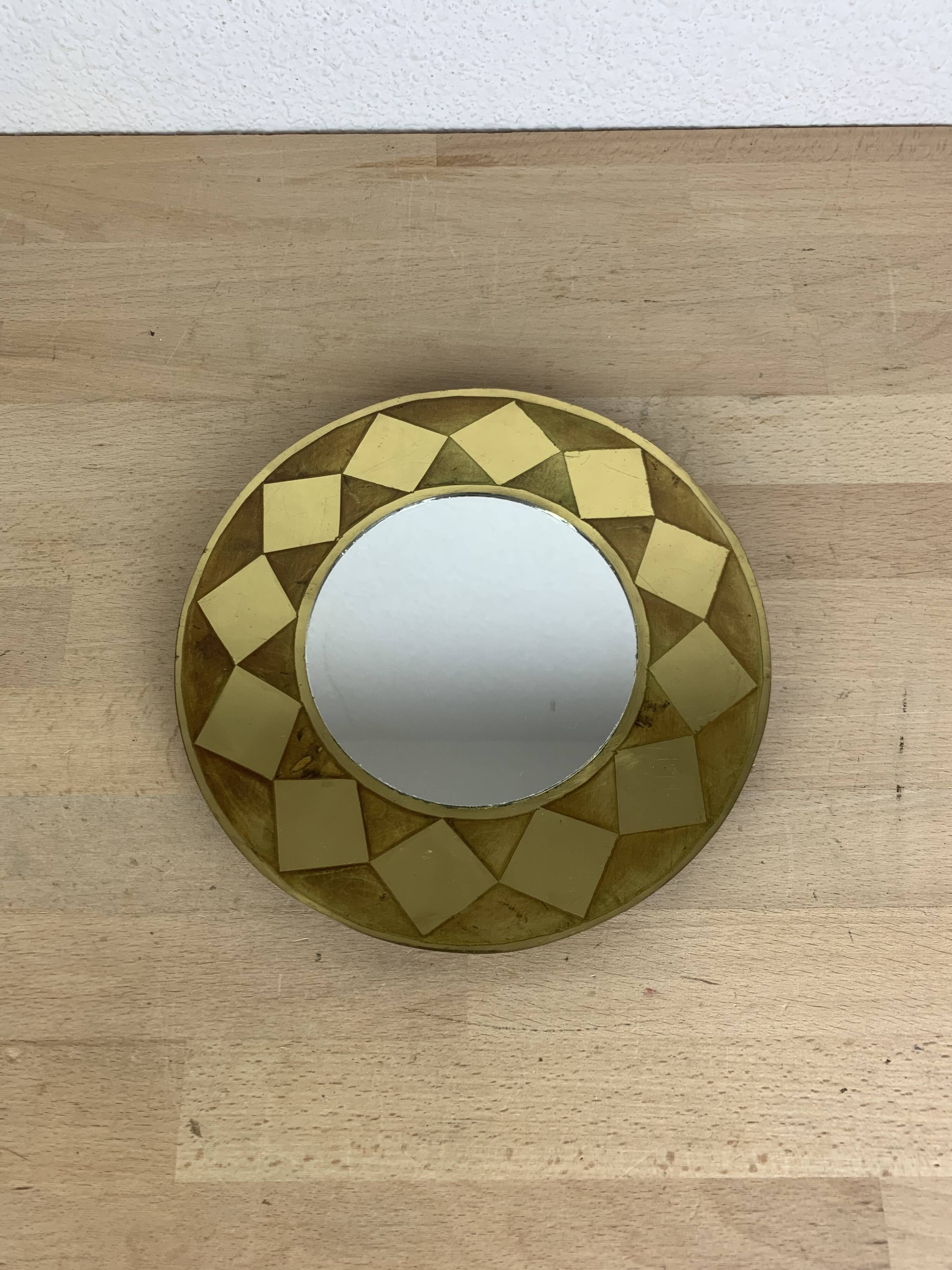 Miroir rond laiton doré vintage