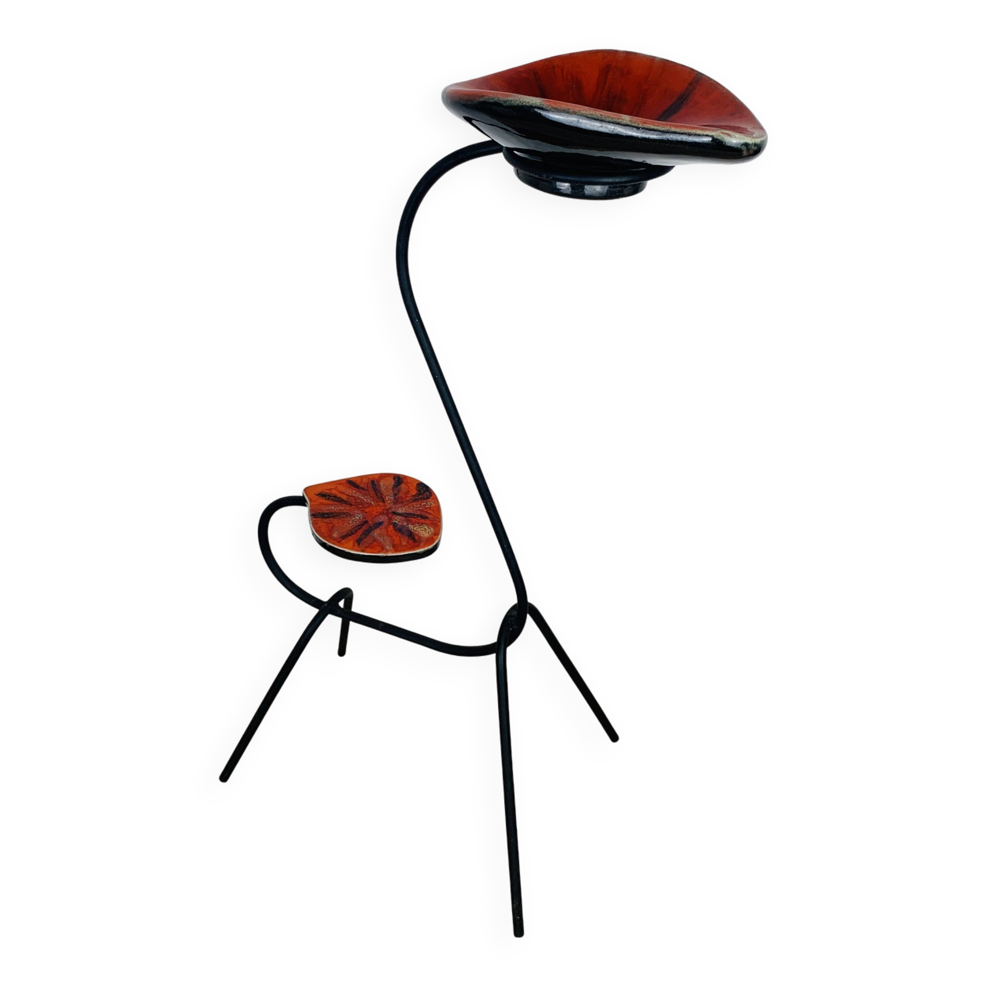 50s ceramic ashtray on stand, empty pocket