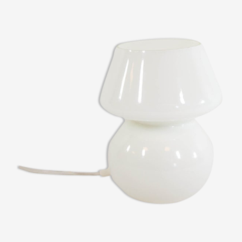 Lampe champignon classique verre opalin blanc années 80