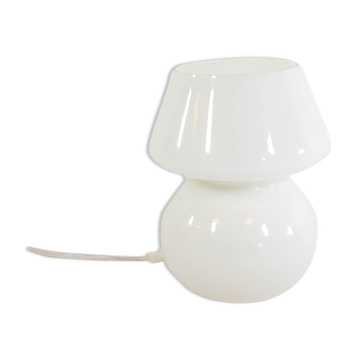 Lampe champignon classique verre opalin blanc années 80