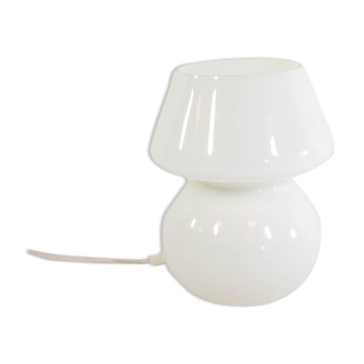 Lampe champignon classique verre opalin blanc années 80