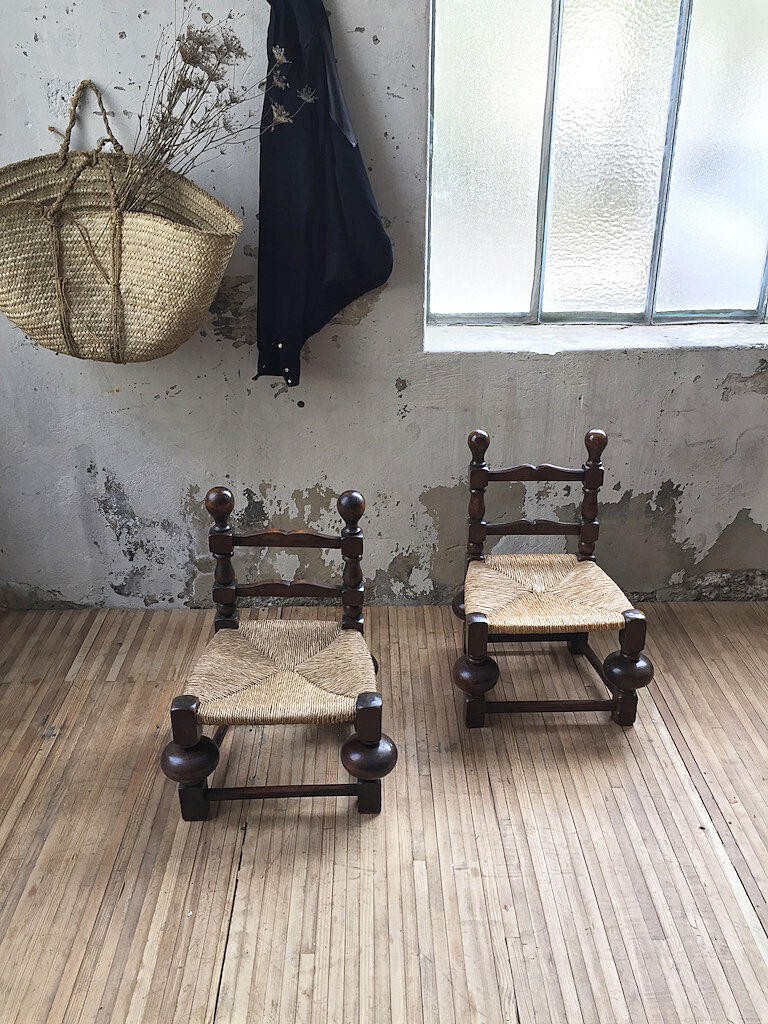 Pair of straw chairs