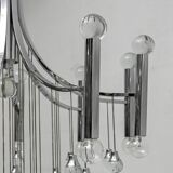 Mid-Century Modern Italian Chrome and Glass Chandelier, 1970