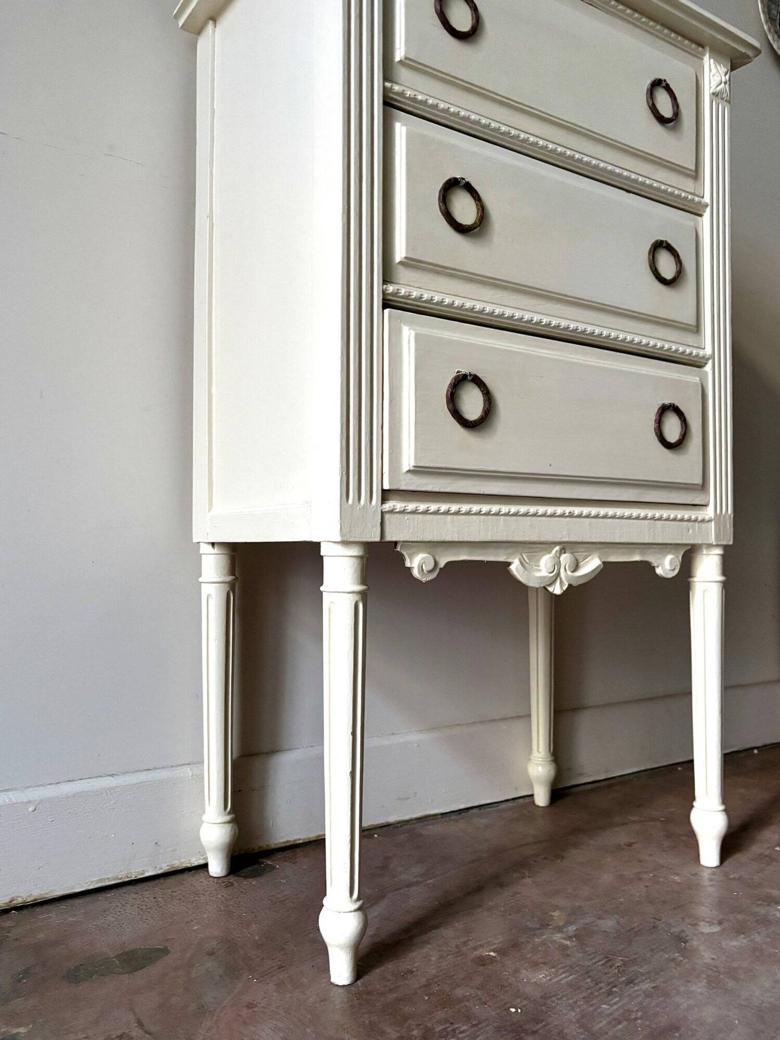 3-drawer chest of drawers in ecru wood and gray marble