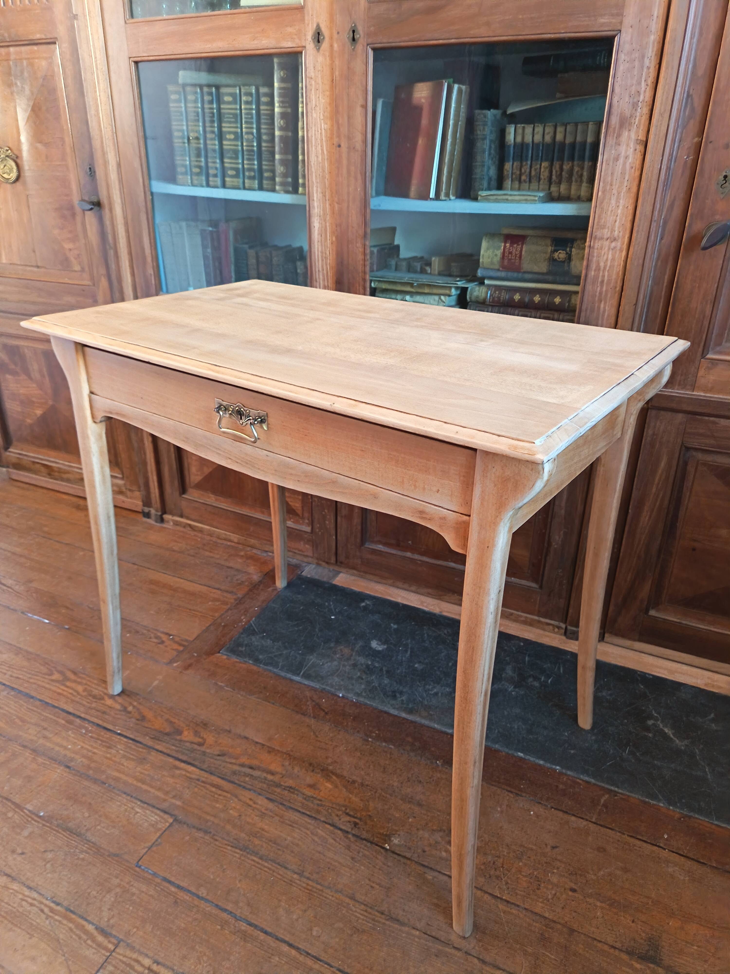Art Nouveau desk in solid beech.