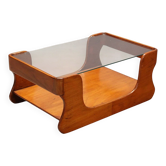 Table basse vintage en teck à double plateau, design Italie, années 1960