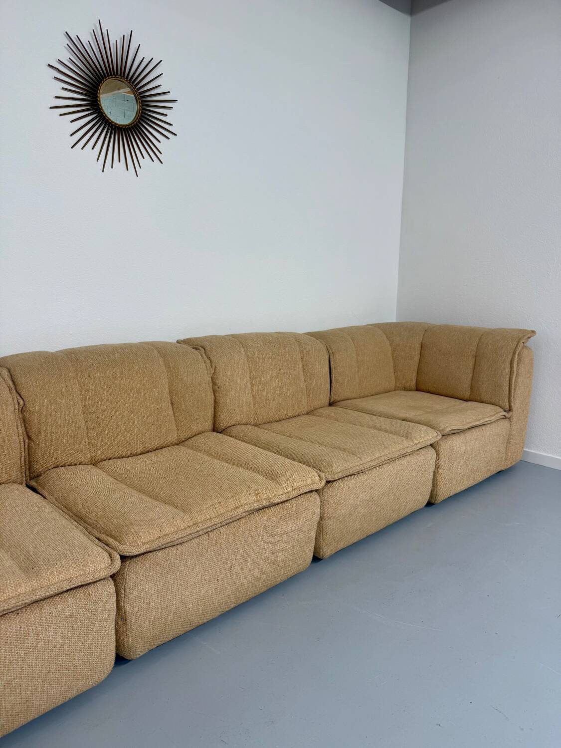 Modular sofa in beige fabric, 70s, 5 elements