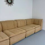 Modular sofa in beige fabric, 70s, 5 elements