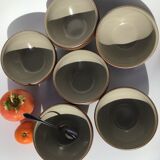 6 bols grès brun irisé intérieur gris