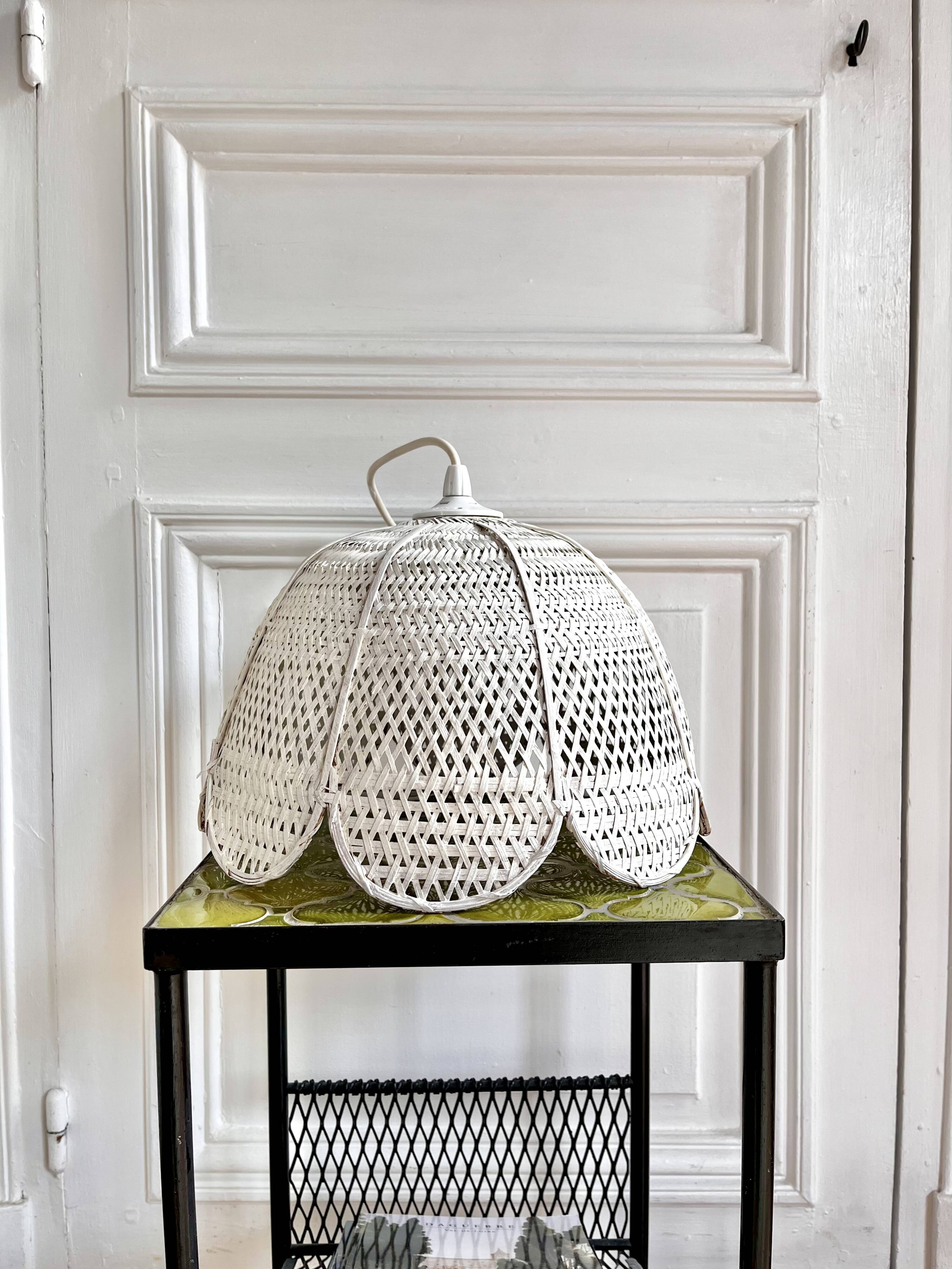 Rattan and wicker flower suspension