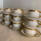 12 coffee cups and 12 white porcelain cups of Gold Gold Limoges