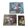 Set of 3 oils on canvas dahlias