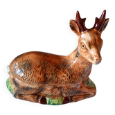 Michel Caugant Sixties Earthenware Glazed Deer Terrine Pâté Mold 25 cm