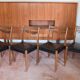 Set of 4 wooden and black faux leather chairs, Scandinavian style, wooden chair