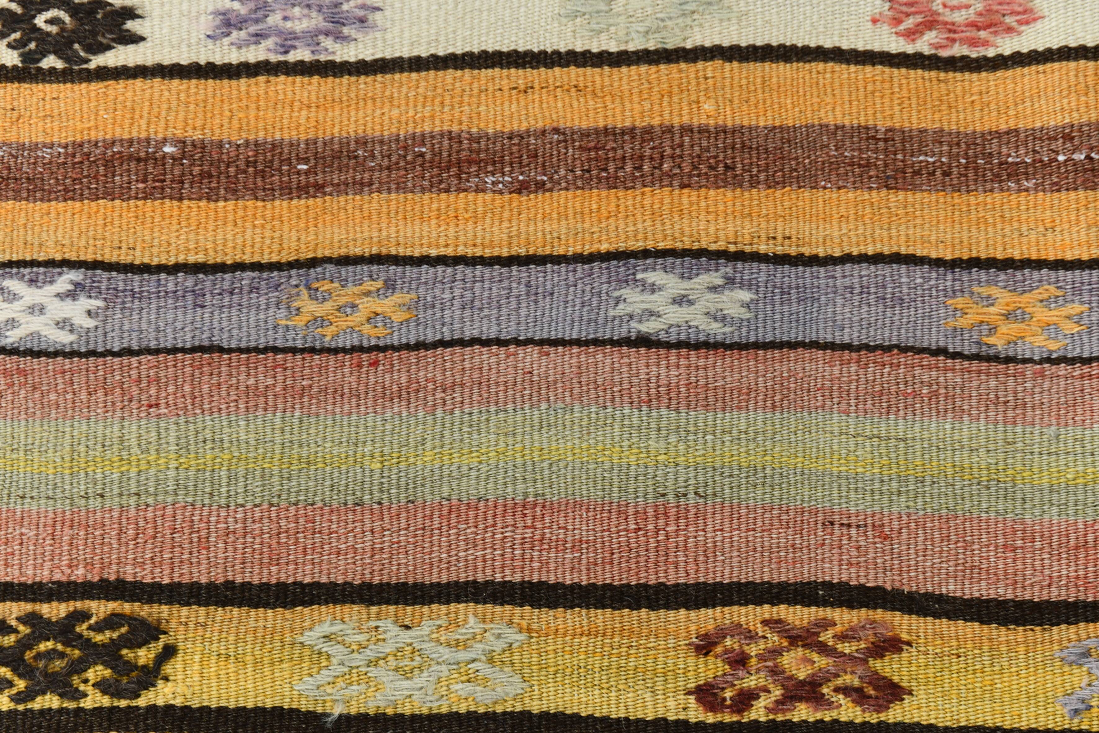 Kilim Vintage Anatolien Rayé – Tons Pastel Multicolores, Style Bohème