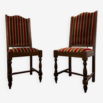 Duo de chaises tapissées style Louis XIII