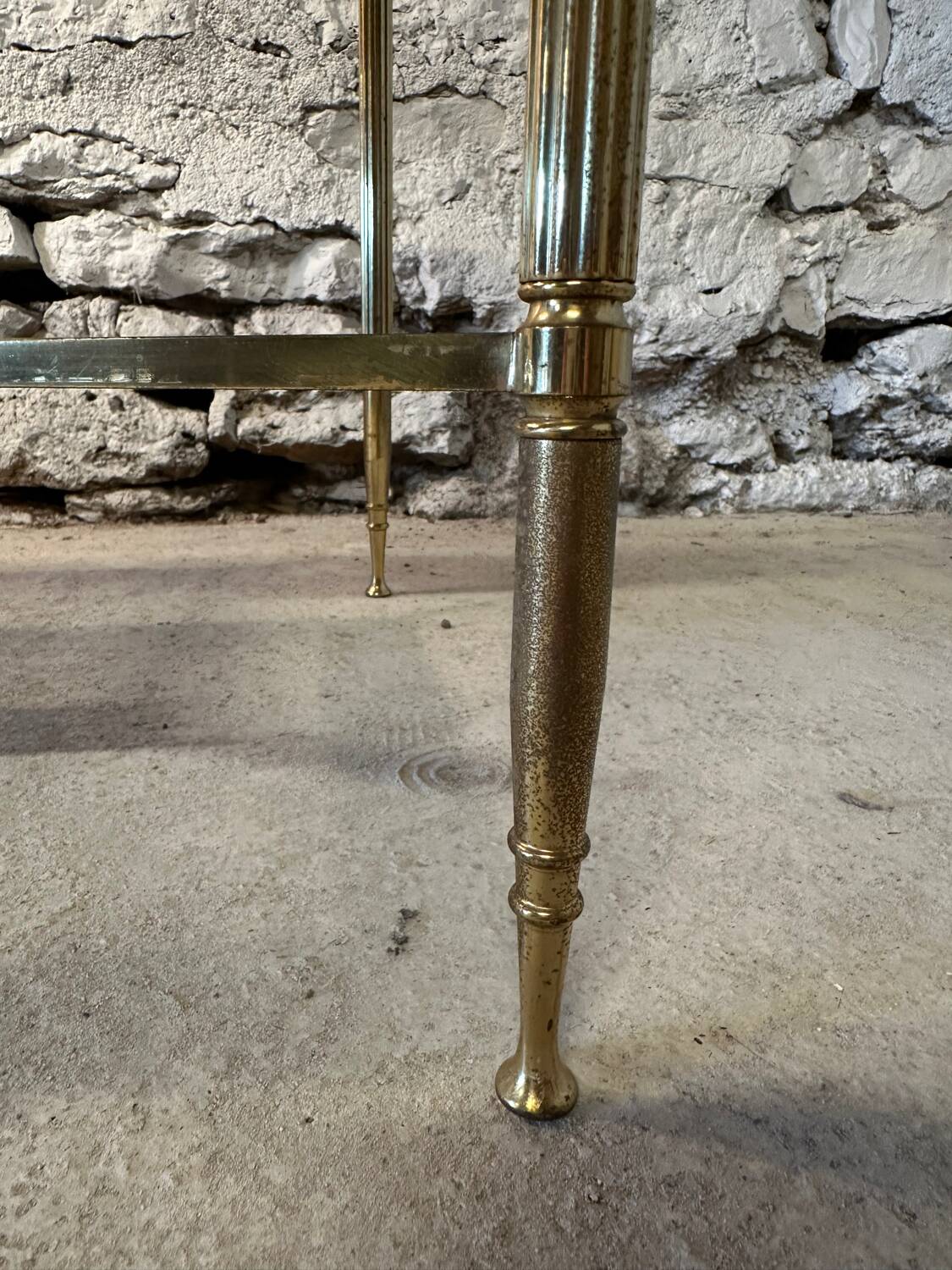 Vintage 1970s brass neoclassical style coffee table