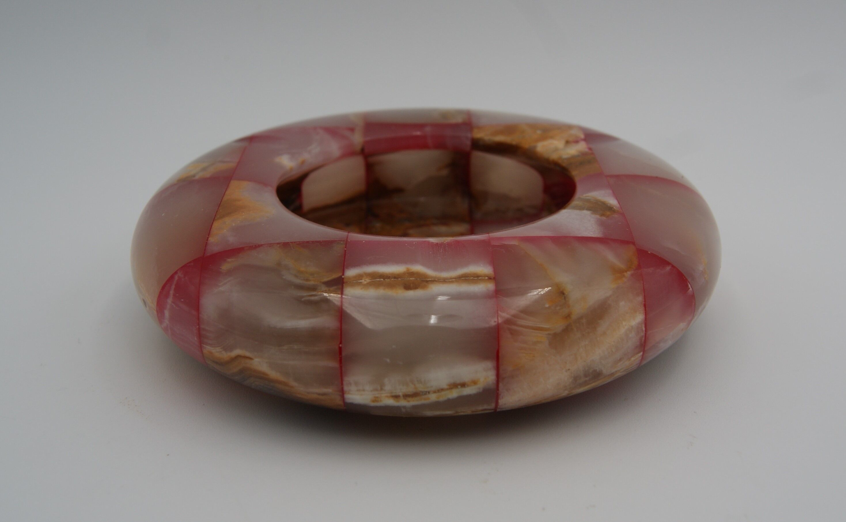 vintage onyx checkerboard round ashtray