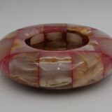 vintage onyx checkerboard round ashtray