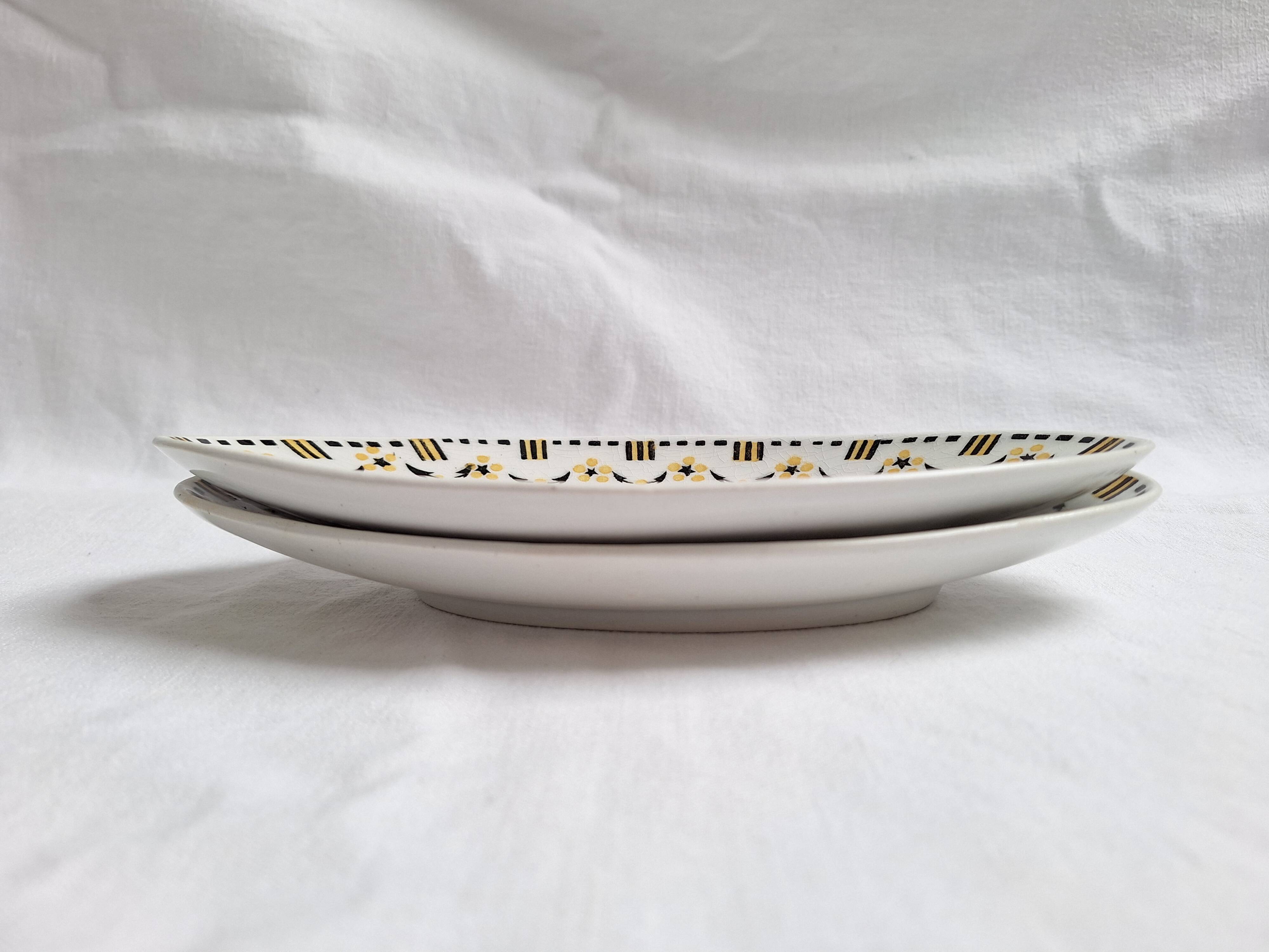 Ravier / Yellow and black aperitif plate Gien 456