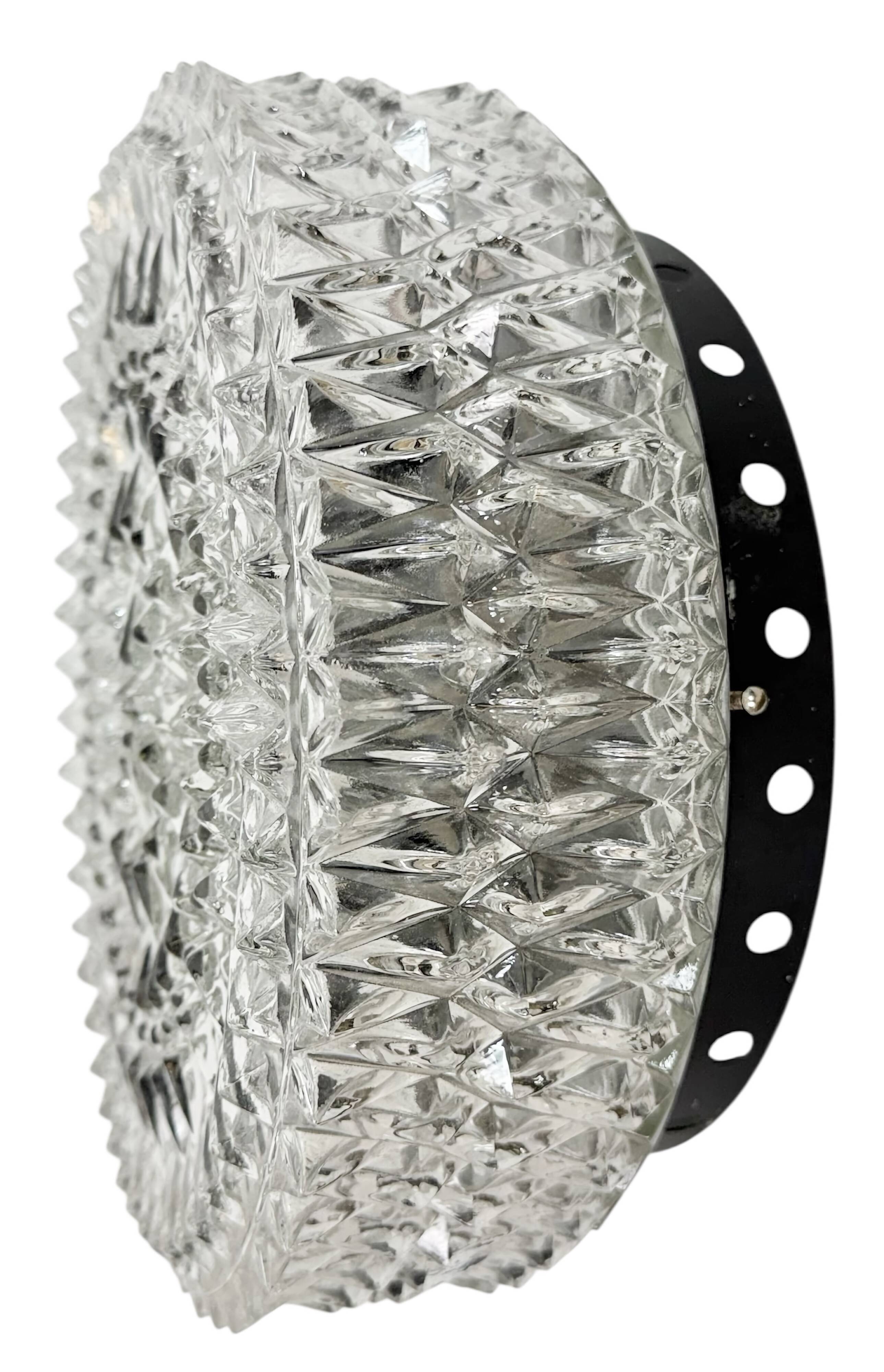 Applique ou plafonnier vintage en verre, années 1970