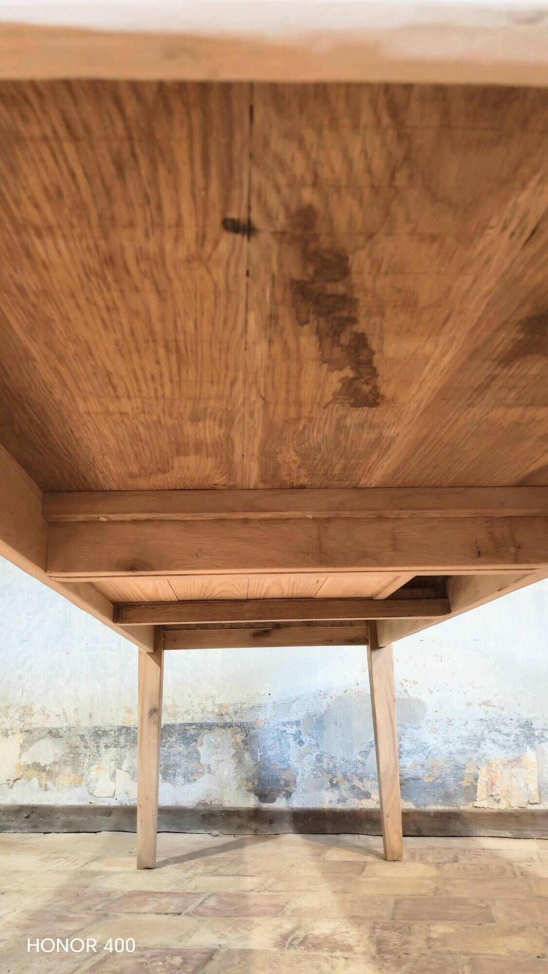 Solid oak farmhouse table "brut" 247x89, top "chocolate oak"