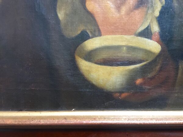 Mendiant espagnol au bol'' huile sur toile XIXe