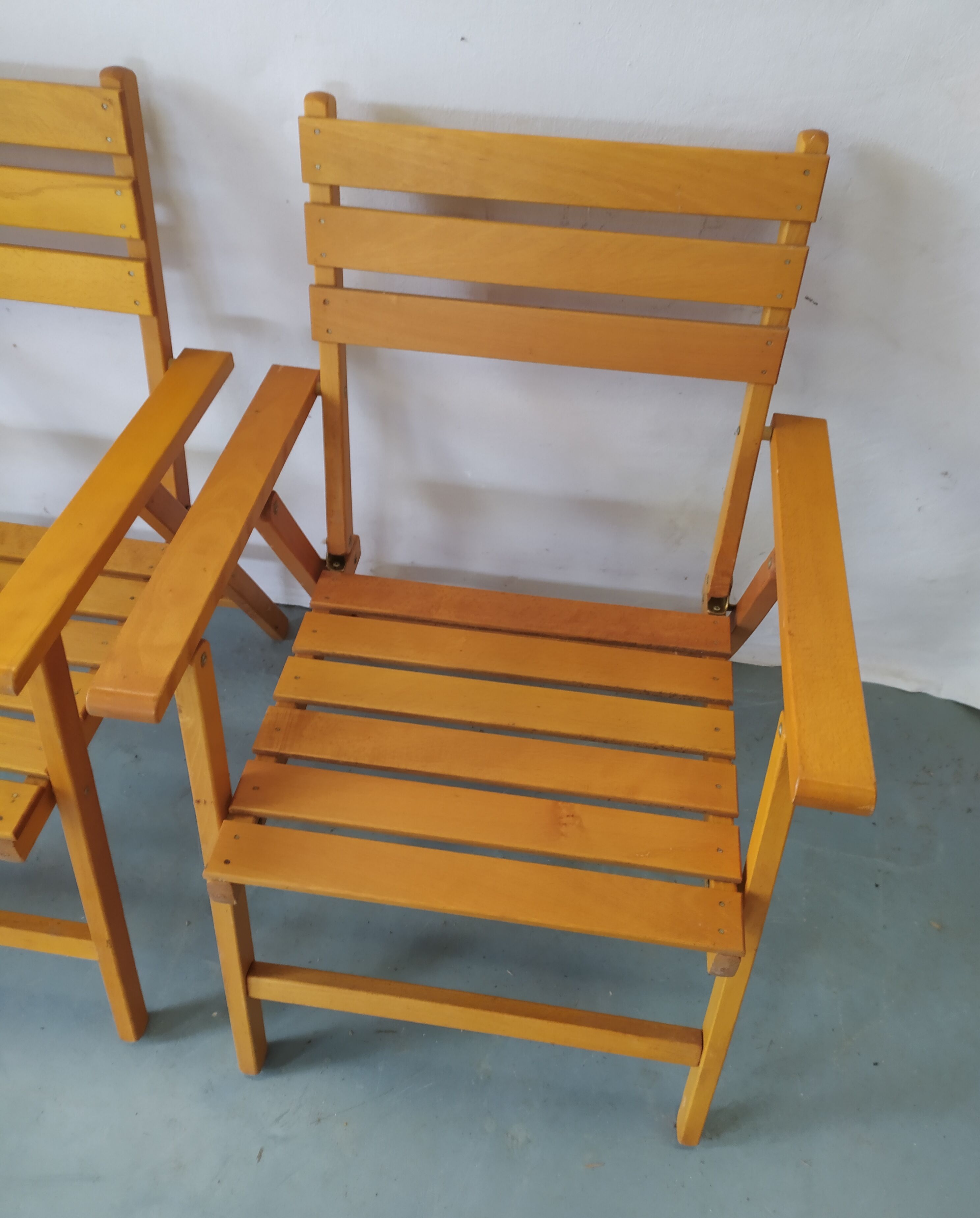 Paire de fauteuils de jardin pliants pieds compas Dejou
