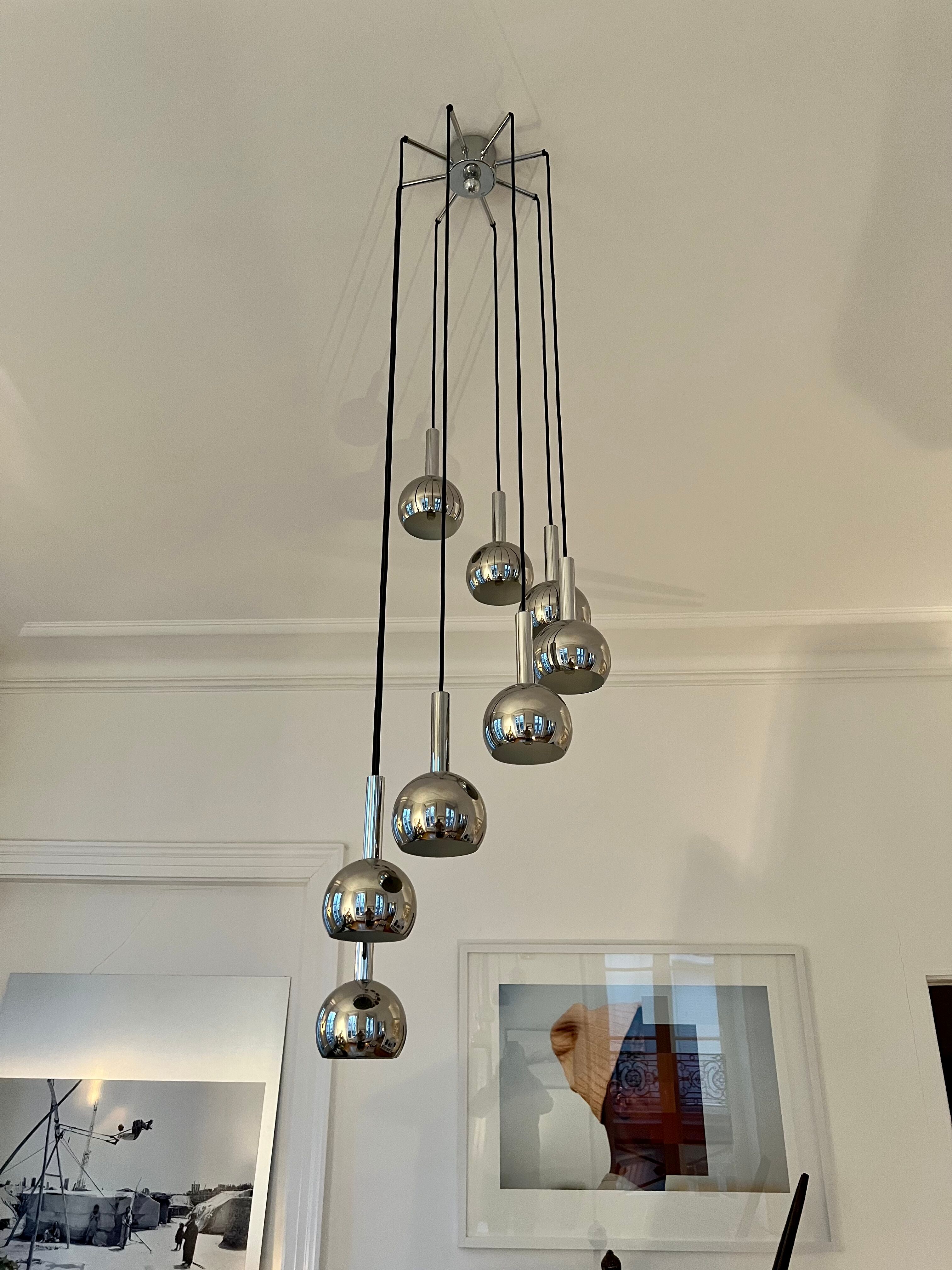Suspension 70s chrome 8 globes
