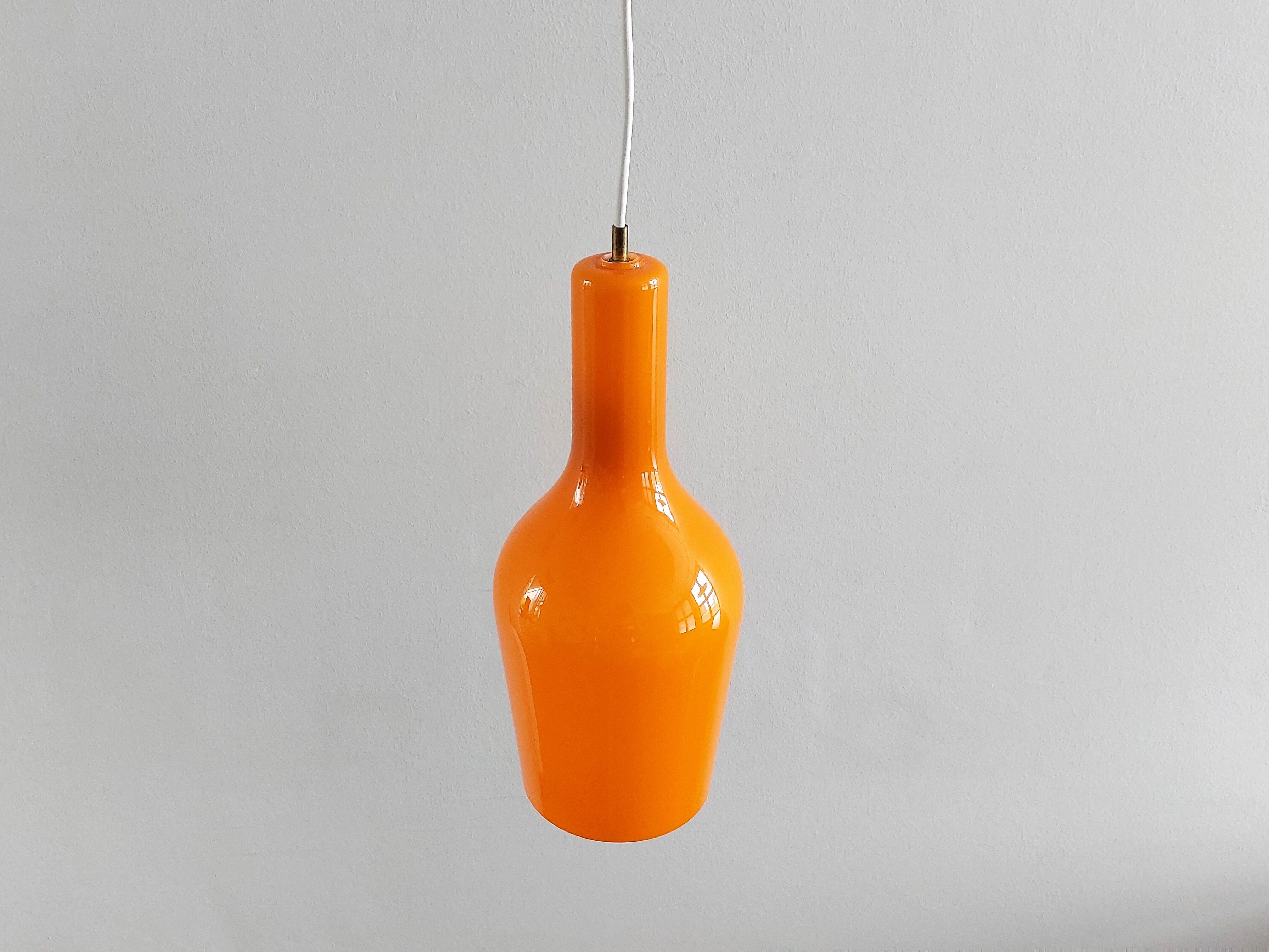 Orange Murano glass pendant lamp by Gino Vistosi for Vistosi, Italy 1960's