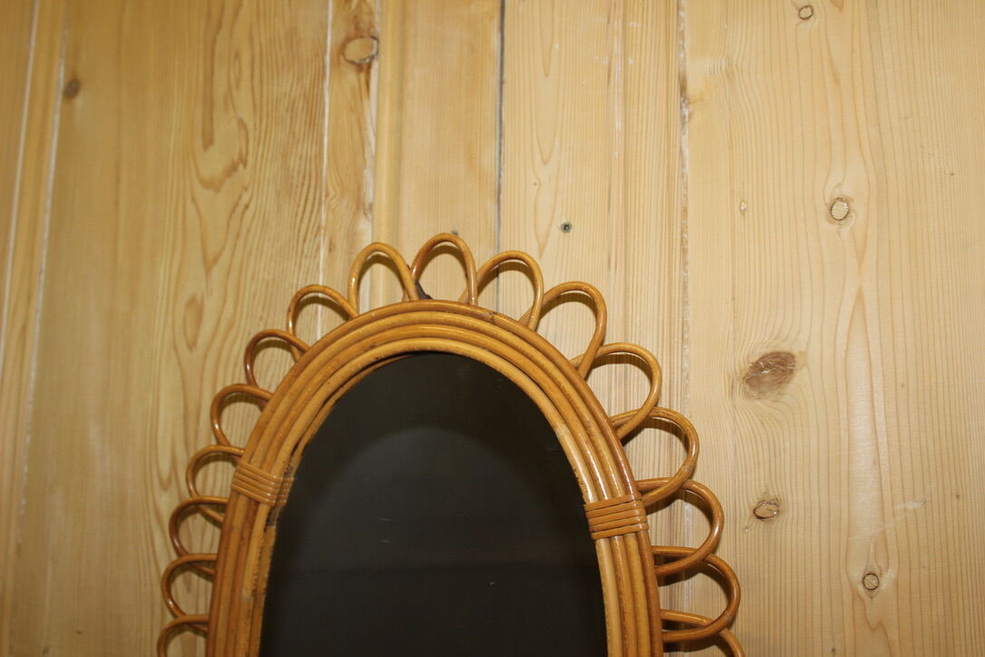 Rattan mirror circa 1960 41x60cm