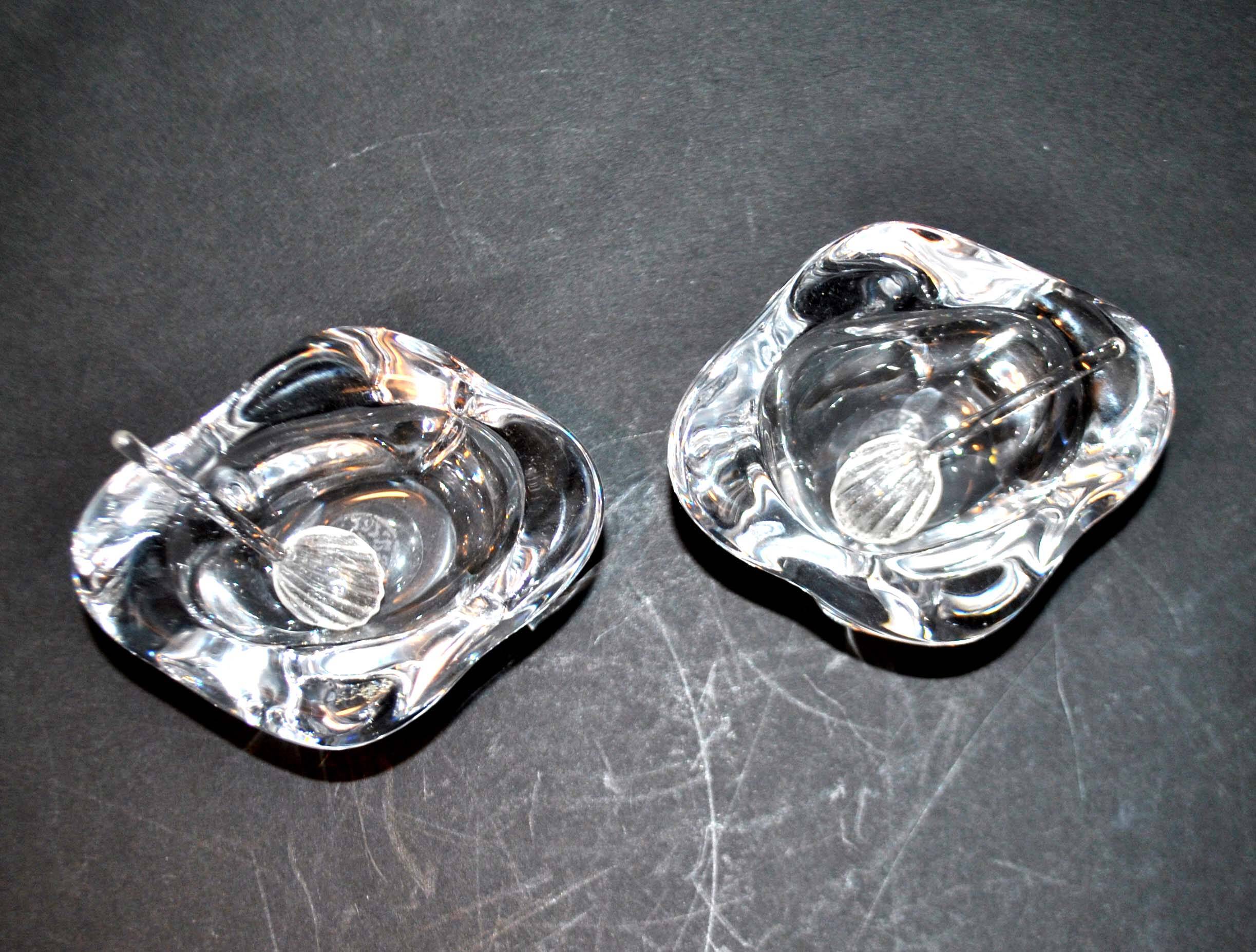 Vintage Bayel crystal salt shakers - Free-form Modernist design 1960