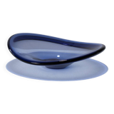 LARGE THICK BLUE GLASS BOWL, 1950s