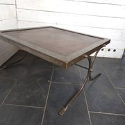 Vintage steel and leather coffee table