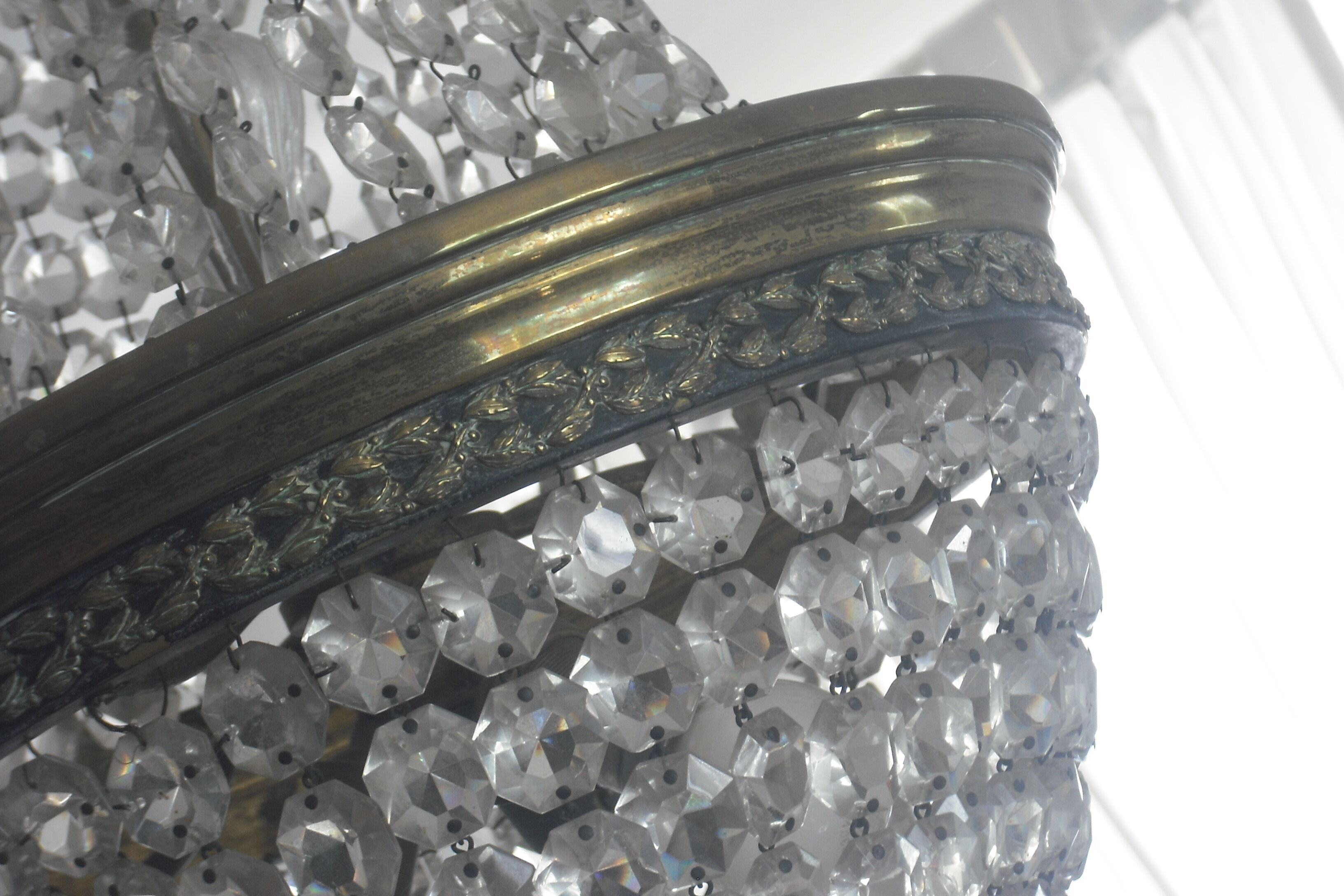 Crystal and bronze balloon chandelier 19th century