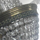 Lustre montgolfière en cristal et bronze XIXe